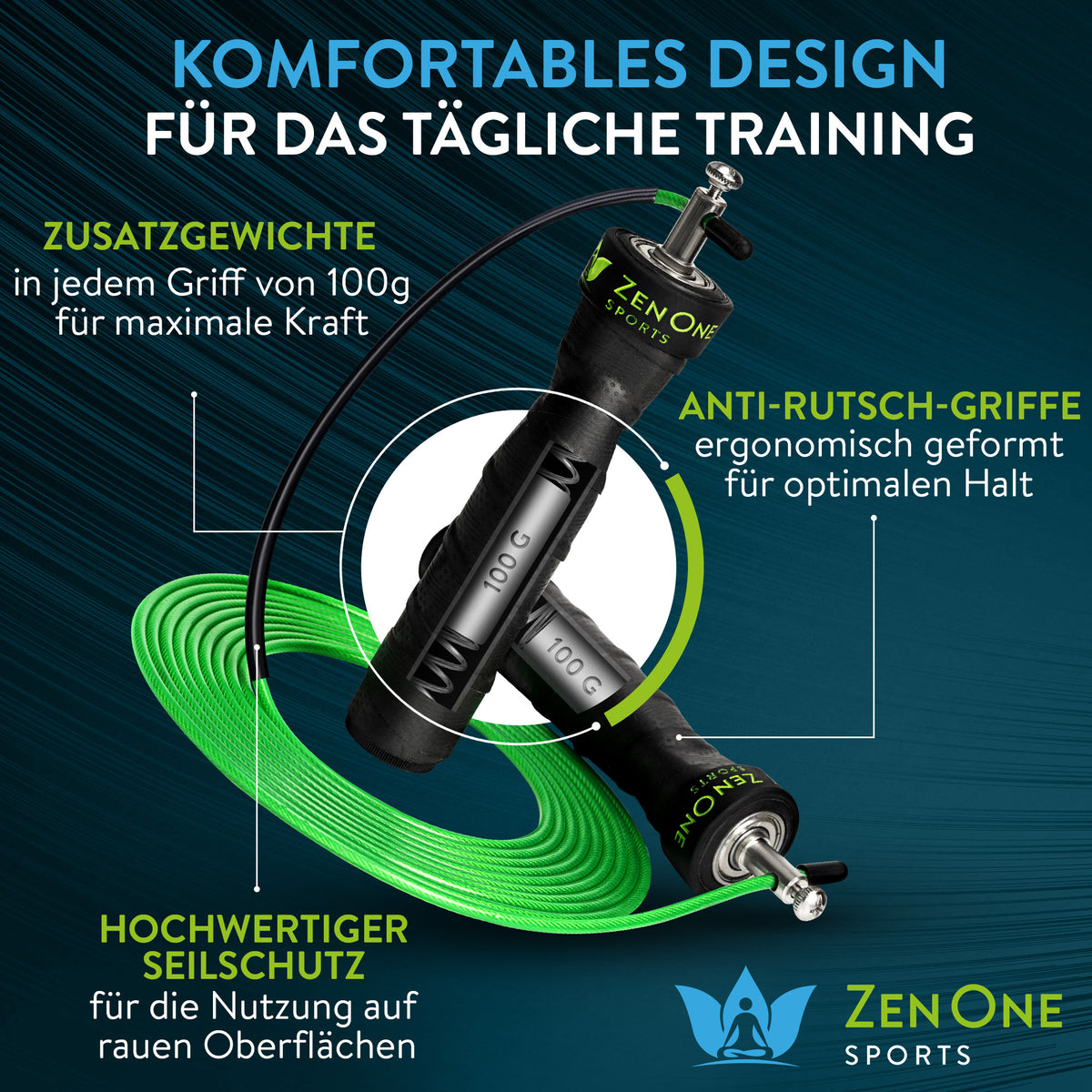 ZenRope Springseil mit Kugellagern & Stahlseil (verstellbar)