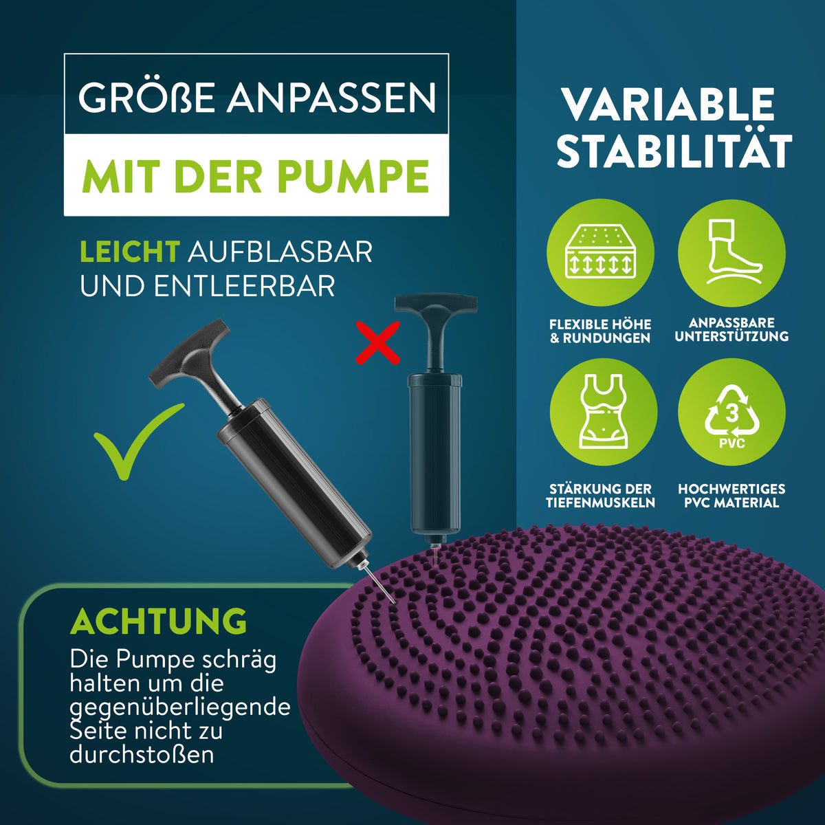 Härtegrad einstellen: ZenBalance mit der Handpumpe auf- und ablassen
