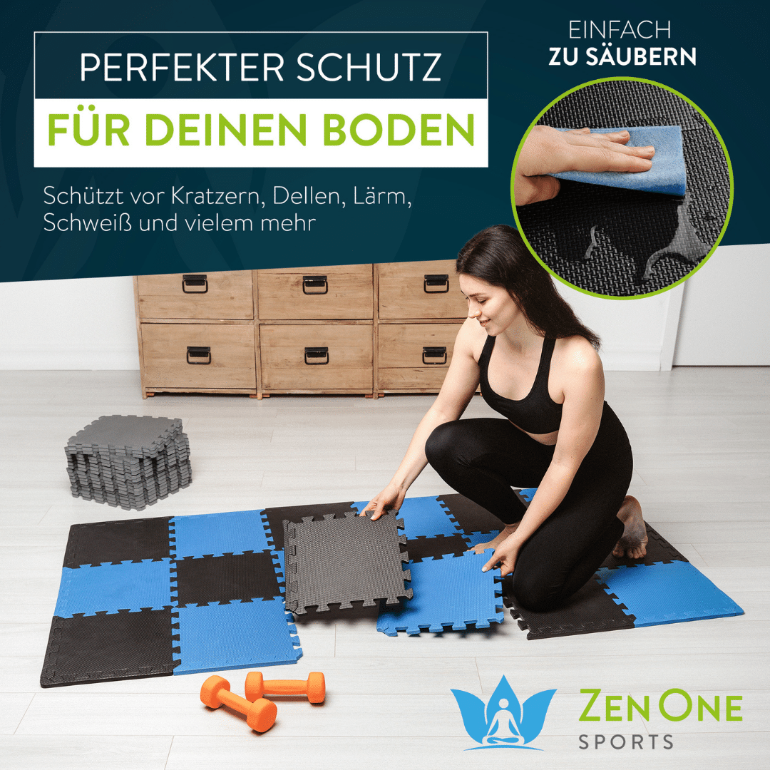 ZenProtect Bodenschutzmatten Set – Puzzlematten 1 cm (180 × 92 cm)