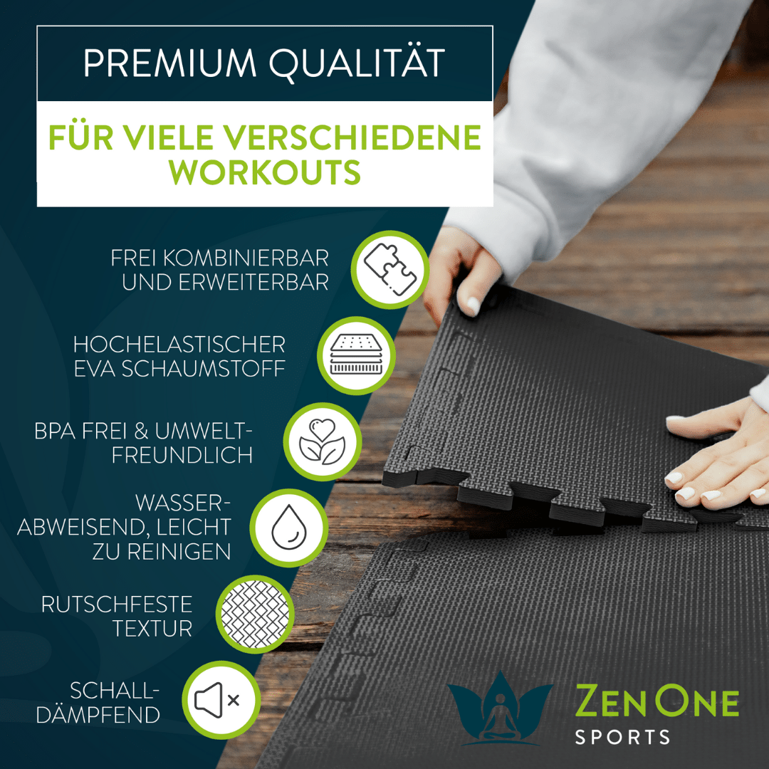 ZenProtect Bodenschutzmatten Set – Puzzlematten 1 cm (180 × 92 cm)
