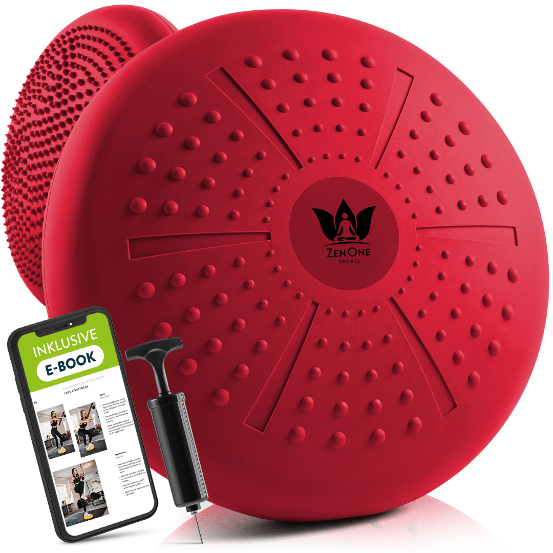 ZenBalance Rot Ballsitzkissen mit Pumpe und Workout-Guide